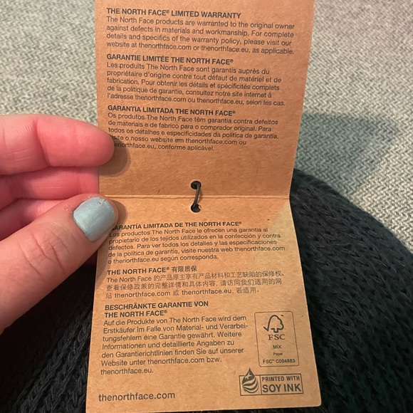 The North Face Optum Navy Blue Woven Beanie Sock Hat | Winter Snow Cozy Sweater - Picture 4 of 6